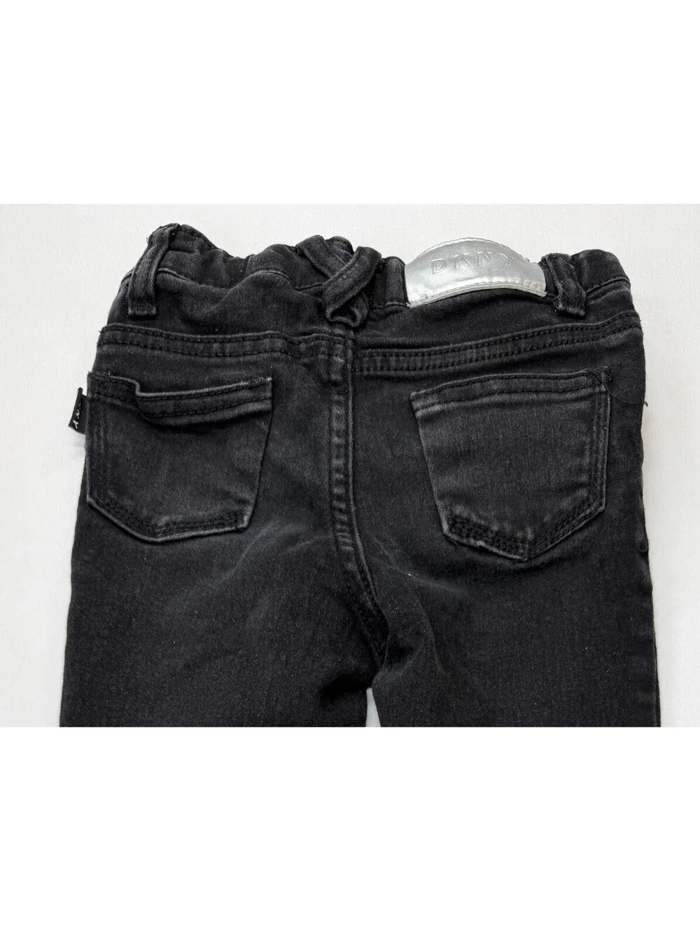 DKNY Kid's Jeans Distressed Denim Skinny Slim Stretch Size 4 Black